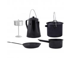 Esschert Design Batería de cocina 4 piezas para exterior negra FF215