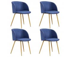 vidaXL Sillas de comedor 4 unidades tela azul
