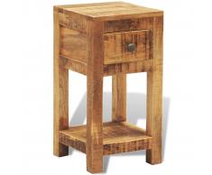 vidaXL Mesita de noche con 1 cajón de macera maciza de mango