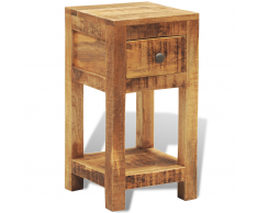 vidaXL Mesita auxiliar / mesita de noche madera maciza con un cajón