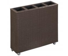 vidaXL Jardinera con 4 macetas de ratán sintético negro 80x22x79 cm