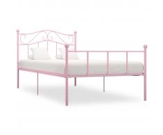 vidaXL Estructura de cama metal rosa 100x200 cm