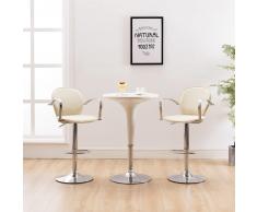 vidaXL Taburetes de cocina reposabrazos 2 uds cuero sintético crema