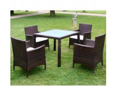 vidaXL Conjunto de comedor jardín ratán sintético marrón 9 piezas