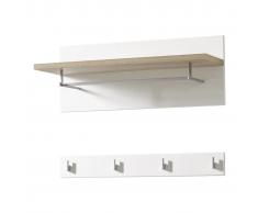 Germania Perchero pared Oslo color roble Sonoma y blanco 76x32,5x30 cm
