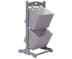 vidaXL Cesta de almacenaje de 2 piezas madera gris oscuro 35x35x72 cm