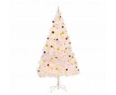 vidaXL Árbol Navidad artificial decorado bolas luces LED 210 cm blanco