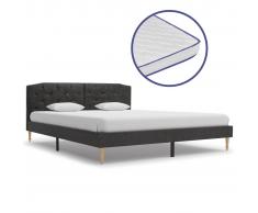 vidaXL Cama con colchón viscoelástico tela negro 160x200 cm