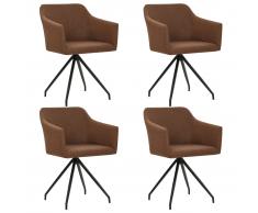 vidaXL Sillas de comedor giratorias 4 unidades de tela marrón