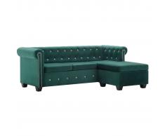 vidaXL Sofá chesterfield forma de L de terciopelo 199x142x72 cm verde
