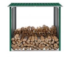 vidaXL Caseta de jardín para leña acero galvanizado verde 172x91x154cm