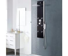 vidaXL Panel ducha de vidrio negro 25x44,6x130 cm