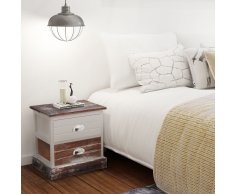 vidaXL Mesita de noche raída y elegante madera marrón blanco