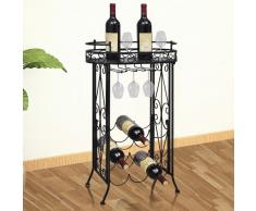 vidaXL Botellero de metal con soportes para copas para 9 botellas