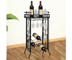 vidaXL Botellero de metal con soportes para copas 9 botellas