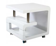 bhp Mesa auxiliar con 4 ruedas MDF blanco brillante B154136