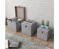 vidaXL Cajas de almacenaje apariencia hormigón 3 unidades gris MDF