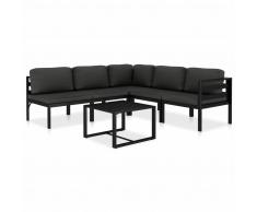 vidaXL Set muebles de jardín 6 pzas y cojines aluminio gris antracita
