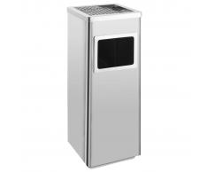 vidaXL Papelera con cenicero de acero inoxidable 36 L