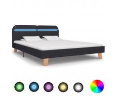 vidaXL Estructura de cama con LED tela gris oscuro 180x200 cm
