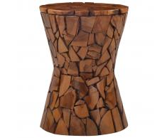 vidaXL Taburete mosaico de madera de teca maciza marrón