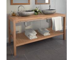 vidaXL Mueble de lavabo tocador madera de teca maciza 132x45x75 cm