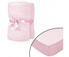 vidaXL Sábana bajera ajustable de cuna 4 pzas algodón 40x80 cm rosa