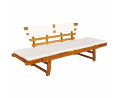 vidaXL Tumbona/Banco de jardín madera acacia maciza 190x66x75 cm