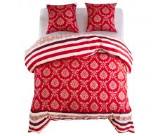 vidaXL Set de funda de edredón diseño a rayas rojo 200x200/80x80 cm