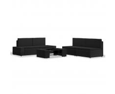 vidaXL Juego de muebles de jardín 5 piezas ratán sintético negro