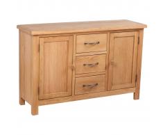 vidaXL Aparador grande con 3 cajones 110x33,5x70 cm roble