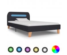 vidaXL Estructura de cama con LED de tela gris oscura 90x200 cm