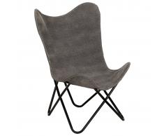 vidaXL Silla Butterfly mariposa de lona gris antracita