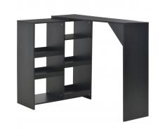 vidaXL Mesa de bar con estantería móvil negro 138x40x120 cm