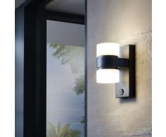 EGLO Lámpara LED pared jardín con sensor Atollari gris antracita 2x6W