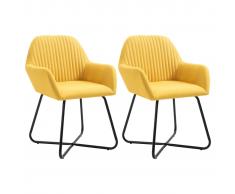 vidaXL Sillas de comedor 2 unidades tela amarillo