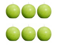 Bolsius Velas rústicas de bola 6 unidades 80 mm verde lima