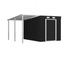 vidaXL Cobertizo jardín con tejado extendido acero gris 335x278x184cm