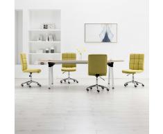vidaXL Sillas de comedor 4 unidades tela verde