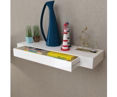 vidaXL Estantería suspendida de MDF blanco con cajón para libros/DVDs