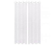 vidaXL Visillo de tricot 2 piezas diseño de ramas blanco 140x225 cm
