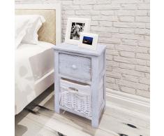 vidaXL Mesita de noche raída y elegante 2 piezas madera blanco