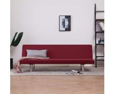 vidaXL Sofá cama de poliéster color vino tinto