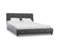 vidaXL Estructura de cama cuero sintético gris 120x200 cm