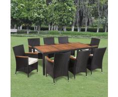vidaXL Juego de comedor jardín 17 piezas ratán sintético y acacia