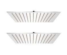 vidaXL Cabezal de ducha efecto lluvia 2 uds acero inoxidable 30x30 cm