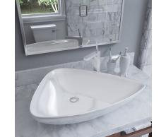 vidaXL Lavabo de cerámica triangular blanco 645x455x115 mm