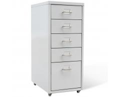 vidaXL Armario archivador 5 cajones 68,5 cm acero gris