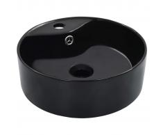 vidaXL Lavabo con rebosadero 36x13 cm cerámica negro