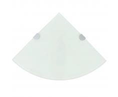 vidaXL Estante de esquina con soportes cromados vidrio blanco 25x25 cm